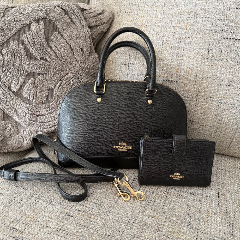 Coach Black Satchel (mini Sierra) with Wallet